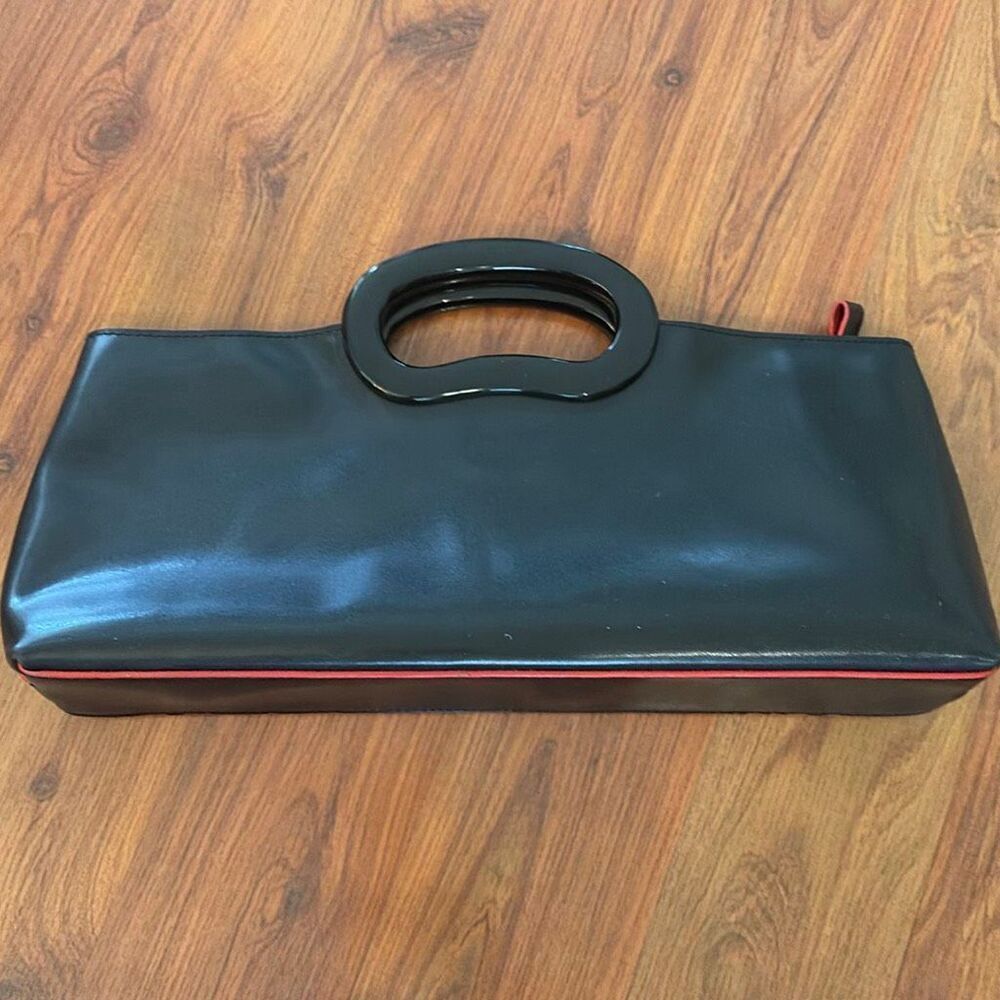Elan vintage black and red rectangular handbag, genuine leather